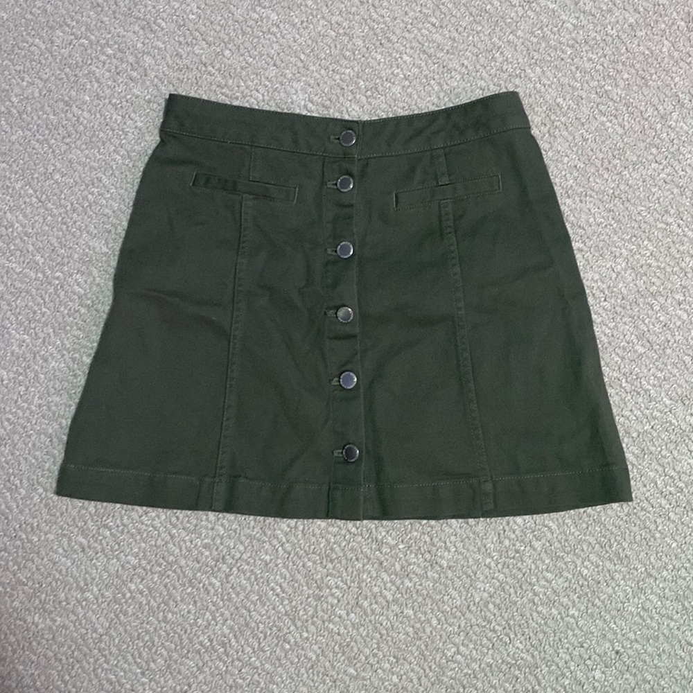 H&M Denim Green Button Down Skirt
